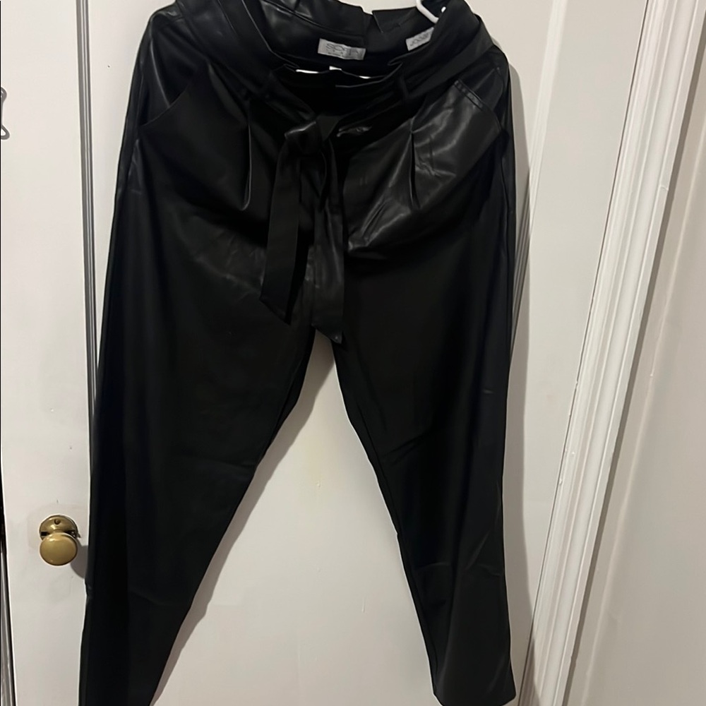 Sofia by Sofia Vergara Black Faux Leather Pants